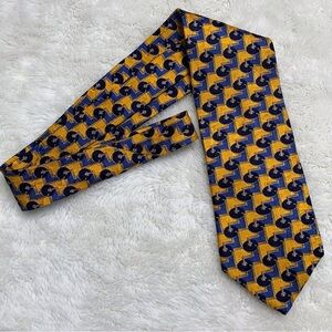 Vintage Ermenegildo Zegna Men's 100% Silk Yellow/Blue Geometric Design Tie